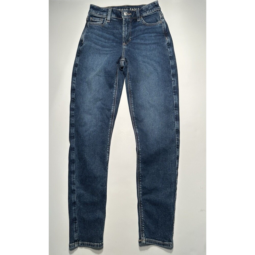 American Eagle Women’s Mom Jean Stretch Size 000 Medium Wash Mid Rise 23X29